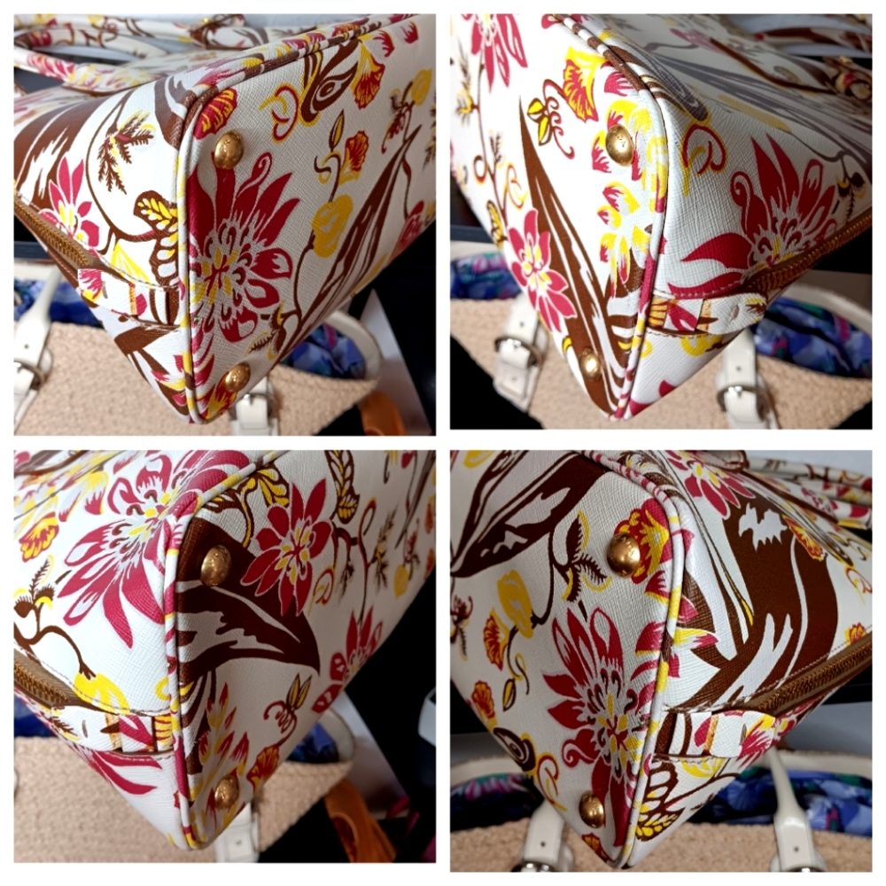 Prada RARE 💐 Large Floral Saffiano Lux Promenade Dome Sachel Bag - Picture 6 of 17